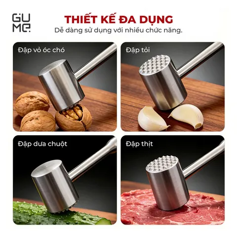 (Hàng nhập khẩu) Búa dằm thịt nox 304 đúc nguyên khối Gume GM-D2115