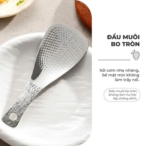 (Hàng nhập khẩu) Muôi Xới Cơm Inox Phủ Titanium Cao Cấp Không Gỉ Gume GM-D2116