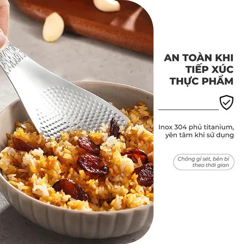 (Hàng nhập khẩu) Muôi Xới Cơm Inox Phủ Titanium Cao Cấp Không Gỉ Gume GM-D2116