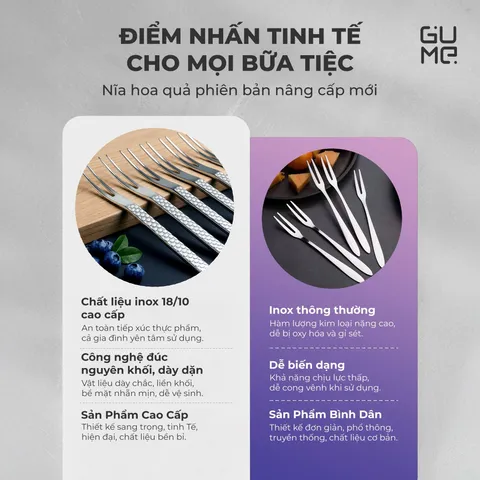 (Hàng nhập khẩu) Bộ 6 Nĩa Hoa Quả Inox 18/10 Gume GM D2117 Không Gỉ