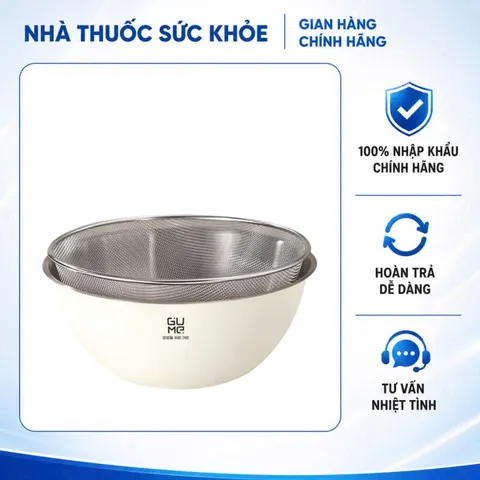 (Hàng nhập khẩu) Bộ Rổ Chậu Inox 304 GUME GM-DR0025 Size 25cm - Thiết Kế 2 Trong 1