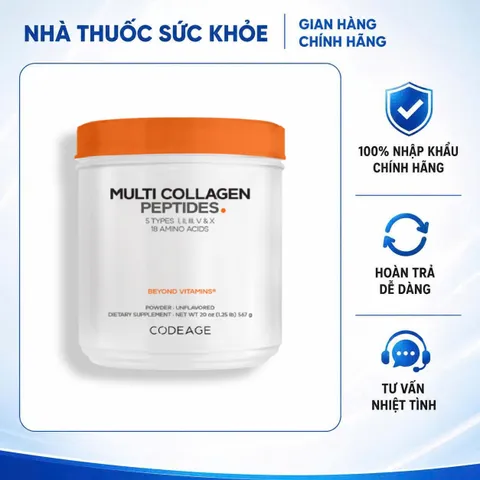 Collagen Dạng Bột Codeage Hydrolyzed Multi Collagen Peptides 567g - Hỗ Trợ Làm Đẹp Da, Giảm Nếp Nhăn, Dạng Uống Dễ Dàng