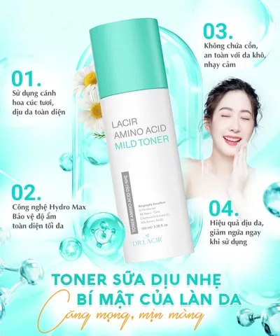 (Hàng chính hãng) Toner Sữa Dịu Nhẹ Lacir Amino Acid Mild Dr Lacir 100ML - Dưỡng Ẩm Cho Da Khô, Da Nhạy Cảm