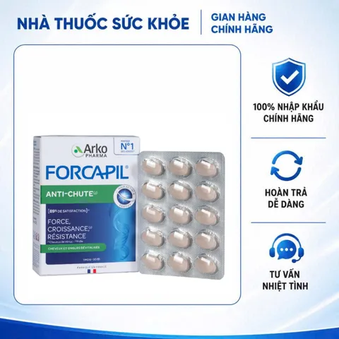 (Hàng nhập khẩu) Viên Uống Forcapil Anti Chute Arkopharma Hộp 30 Viên - Hỗ Trợ Giảm Rụng Tóc, Dưỡng Nang Tóc Chắc Khỏe
