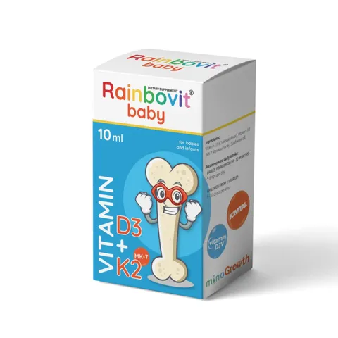 (Hàng nhập khẩu) Vitamin D3K2 Rainbovit Baby 10ML Dạng Giọt - Hỗ Trợ Tăng Cường Hấp Thu Canxi Cho Bé Từ Sơ Sinh