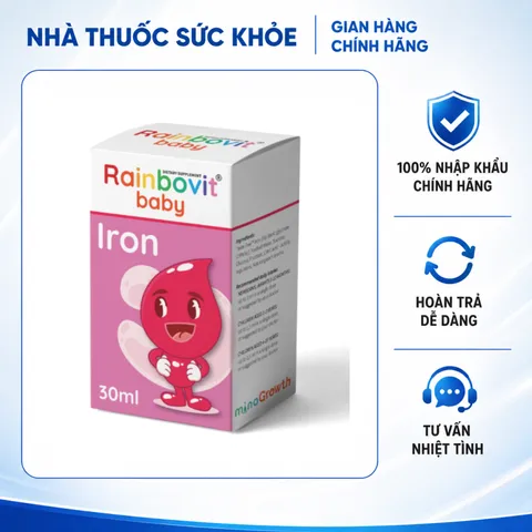 (Hàng nhập khẩu) Siro Rainbovit Baby Iron Bổ Sung Sắt Hữu Cơ Cho Bé Từ Sơ Sinh - Hỗ Trợ Tạo Máu, Lọ 30ML