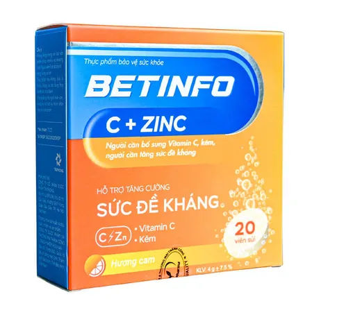 (Hàng chính hãng) Viên sủi Betinfo C + Zinc hỗ trợ tăng cường sức đề kháng - hộp 20 viên