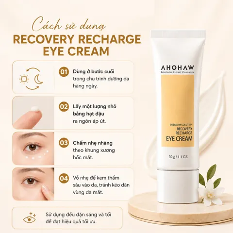 (Hàng nhập khẩu) Kem Dưỡng Mắt Ahohwa Recovery Recharge Eye Cream 30gr - Cấp Ẩm, Cải Thiện Nếp Nhăn Vùng Mắt