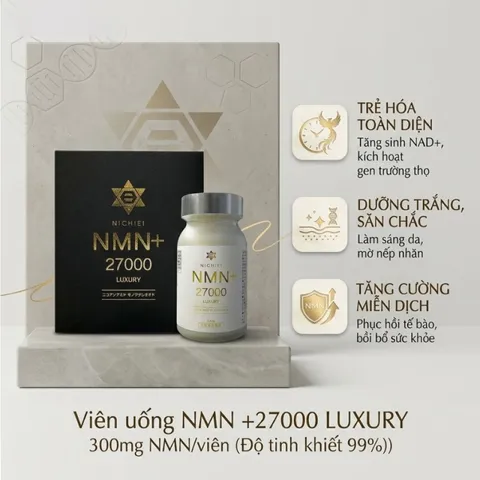(Hàng nhập khẩu) Viên Uống Hỗ Trợ Trẻ Hóa 27000 Luxury Nichiei Nhật Bản - Tăng Cường Sức Khỏe và Làm Đẹp Da Cho Nam Nữ, Hộp 90 Viên