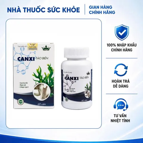 Viên Uống Canxi Tảo Biển D3k2 Kingphar 60 viên - Bổ Sung Canxi, Phát Triển Chiều Cao, Ngừa Loãng Xương