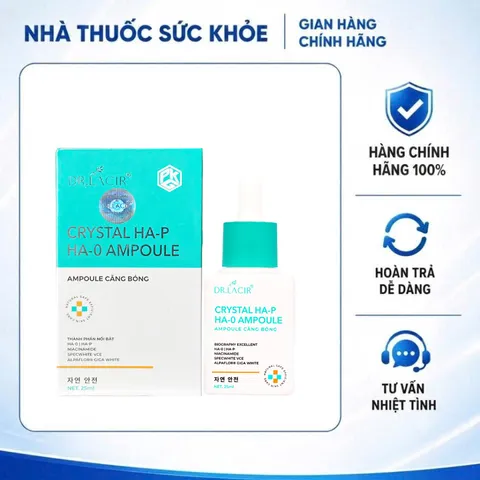(Hàng chính hãng) Serum Dr Lacir Crystal HA-P HA-0 Ampoule 25ml - Căng Bóng, Dưỡng Ẩm, Mờ Thâm Nám