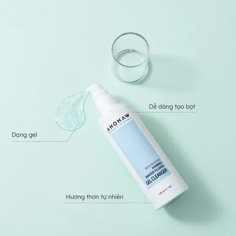 (Hàng nhập khẩu) Sữa Rửa Mặt Dạng Gel Ahohaw Hybrid Water Fluide Gel Cleanser 140ml - Dịu Nhẹ Cấp Ẩm Cho Mọi Loại Da