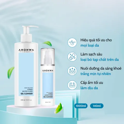 (Hàng nhập khẩu) Sữa Rửa Mặt Dạng Gel Ahohaw  Hybrid Water Fluide Gel Cleanser 1000ml - Dịu Nhẹ Cấp Ẩm Cho Mọi Loại Da