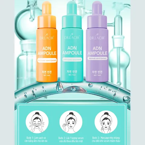 (Hàng chính hãng) Serum Bộ Ba ADN Ampoules Dr Lacir - Bộ 3 Chai (Mỗi Chai 10ml) - Trẻ Hóa, Phục Hồi, Mờ Thâm Nám