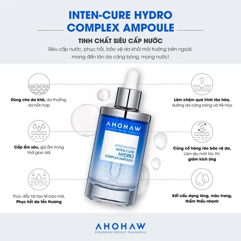 (Hàng nhập khẩu) Tinh Chất Cấp Ẩm Chuyên Sâu Ahohaw Inten Cure Hydro Complex Ampoule 50ml