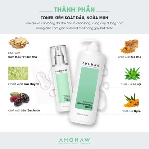 (Hàng nhập khẩu) Toner Ahohaw Control Clinical Cân Bằng Da, Cấp Ẩm Dịu Nhẹ, Cải Thiện Mụn 140ml