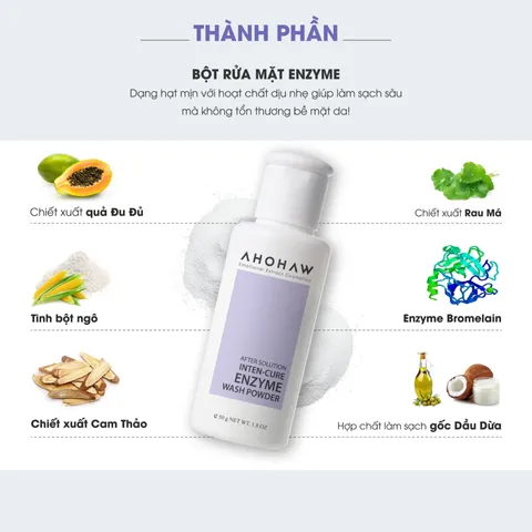 (Hàng nhập khẩu) Bột Tẩy Da Chết Sinh Học Ahohaw Inten Cure Enzyme Wash Powder 50g - Tẩy Tế Bào Chết Dịu Nhẹ, Da Mịn Thoáng