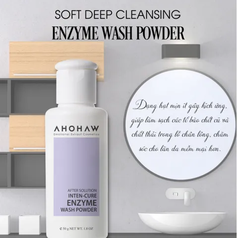 (Hàng nhập khẩu) Bột Tẩy Da Chết Sinh Học Ahohaw Inten Cure Enzyme Wash Powder 50g - Tẩy Tế Bào Chết Dịu Nhẹ, Da Mịn Thoáng