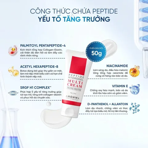 Kem Dưỡng Trắng Trẻ Hóa Ahohaw Peptide Hydrogel Multi Cream 50g - Dưỡng Ẩm, Căng Bóng, Chăm Sóc Da Đa Năng Hàn Quốc