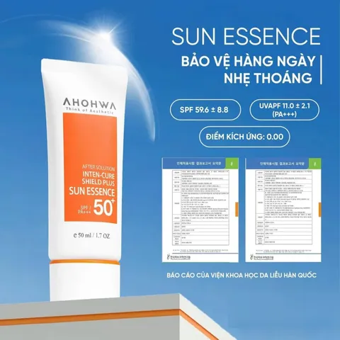 (Hàng nhập khẩu) Tinh Chất Chống Nắng Ahohwa Inten Cure Shield Plus Sun Essence 50g - SPF 50+/PA+++ Bảo Vệ Da, Dưỡng Ẩm