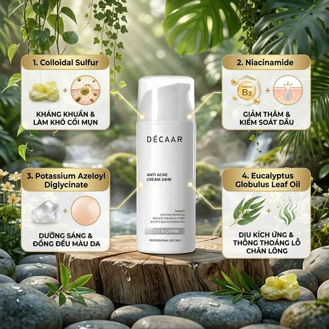 (Hàng nhập khẩu) Kem Décaar Anti Acne Cream 24HR hỗ trợ cải thiện mụn giảm nhờn 100ml
