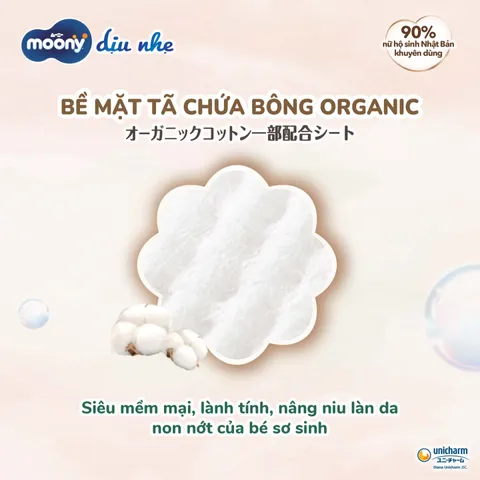 (Hàng nhập khẩu) Tã Quần Moony Dịu Nhẹ Size M 46 Miếng - Bông Organic Tự Nhiên, Siêu Thấm Hút & Chống Hăm Cho Bé (5-10kg)