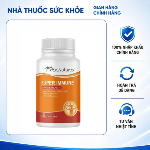 (Hàng nhập khẩu) AusNatures Super Immune Lọ 60 Viên - Bổ Sung Kẽm & Vitamin C Hỗ Trợ Tăng Cường Sức Đề Kháng