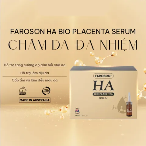 (Hàng nhập khẩu) Faroson HA Bio Placenta Serum Hộp 6 Lọ x 10ml - Serum Dưỡng Ẩm Hỗ Trợ Làm Mịn Da