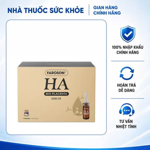 (Hàng nhập khẩu) Faroson HA Bio Placenta Serum Hộp 6 Lọ x 10ml - Serum Dưỡng Ẩm Hỗ Trợ Làm Mịn Da