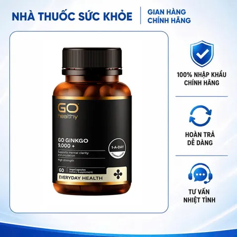 [Nhập khẩu] Viên uống Go Ginkgo New Zealand 9000 - Hỗ trợ cải thiện trí nhớ và tuần hoàn não, 60 viên bổ não tự nhiên, tăng cường sự tập trung