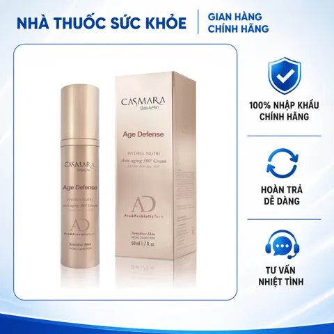 (Hàng nhập khẩu) Kem Dưỡng Casmara Age Defense Hydro-Nutri Anti-Aging 360 Cream 50ml - Hỗ Trợ Dưỡng Ẩm, Phục Hồi, Trẻ Hóa Da