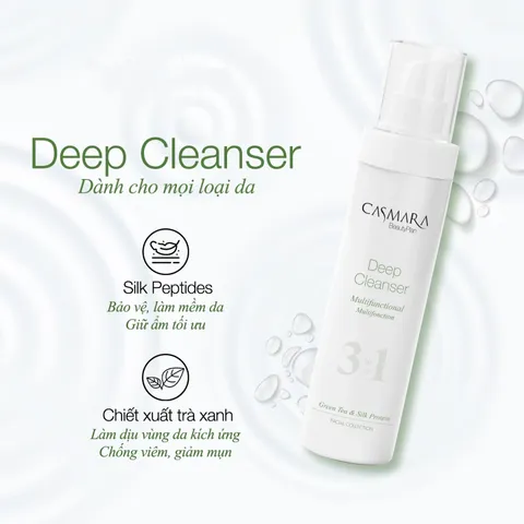 (Hàng nhập khẩu) Sữa Rửa Mặt Casmara Deep Cleanser Multifunctional 3 In 1 150ml - Làm Sạch, Tẩy Trang, Cân Bằng Da