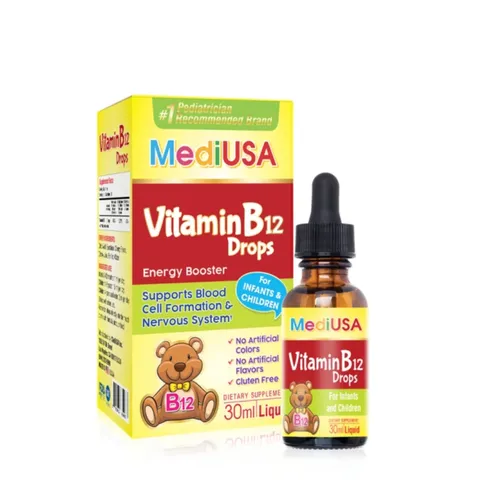 (Hàng nhập khẩu) MediUSA Vitamin B12 Drops Lọ 30ml - Hỗ Trợ Bổ Sung Vitamin B12 Cho Trẻ