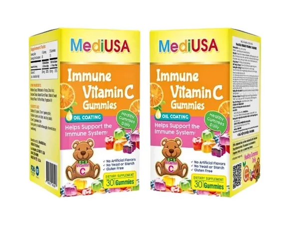 (Hàng nhập khẩu) Kẹo dẻo MediUSA Immune Vitamin C Gummies hỗ trợ tăng đề kháng hộp 30 viên
