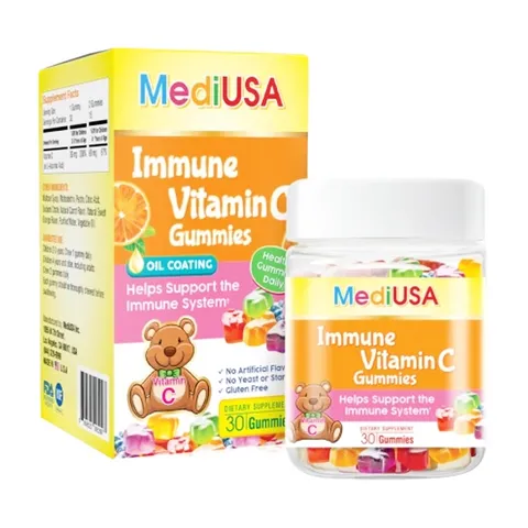 (Hàng nhập khẩu) Kẹo dẻo MediUSA Immune Vitamin C Gummies hỗ trợ tăng đề kháng hộp 30 viên