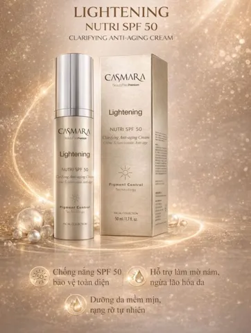 (Hàng nhập khẩu) Casmara Lightening Clarifying Anti-Aging Cream SPF50 50ml - Kem Dưỡng Sáng Da, Mờ Nám & Chống Nắng