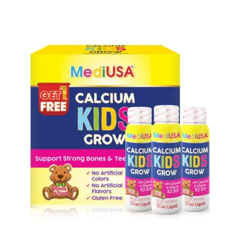 (Hàng nhập khẩu) MediUSA Calcium Kids Grow 50ml x 3 Chai - Hỗ Trợ Bổ Sung Canxi, Phát Triển Xương Răng Cho Trẻ