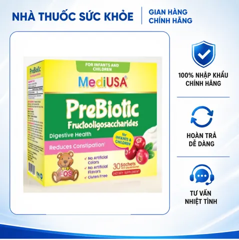 (Hàng nhập khẩu) Men vi sinh bổ sung chất xơ Probiotic Fructooligosaccharides MediUSA - Hộp 30 gói