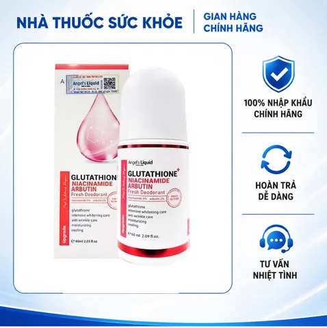 (Hàng nhập khẩu) Lăn Khử Mùi Dưỡng Trắng Angel Liquid Glutathione + Niacinamide Fresh Deodorant 60ml