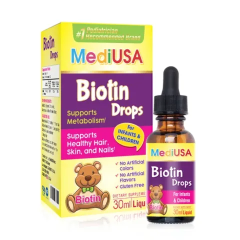 (Hàng nhập khẩu) MediUSA Biotin Drops Lọ 30ml - Hỗ Trợ Nuôi Dưỡng Da, Tóc, Móng Cho Trẻ