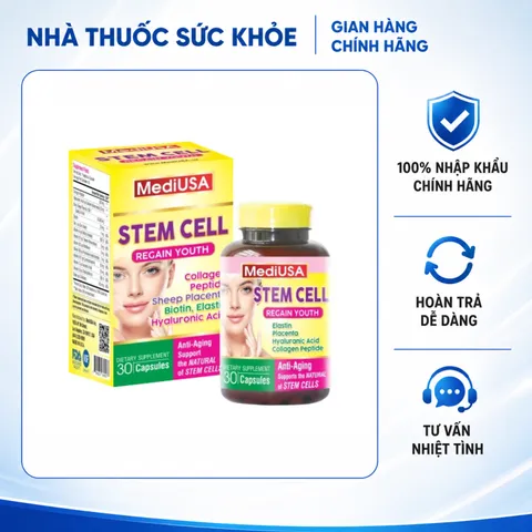 (Hàng nhập khẩu) Viên Uống MediUSA Stem Cell 30 Viên - Hỗ Trợ Trẻ Hóa Da, Bổ Sung Collagen & Dưỡng Chất