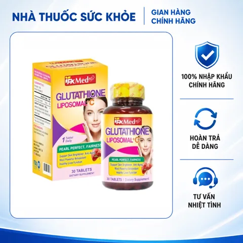 (Hàng nhập khẩu) Viên Uống MediUSA Glutathione Liposomal+C 30 Viên - Hỗ Trợ Sáng Da, Chống Oxy Hóa & Gan Khỏe Mạnh
