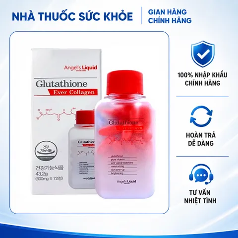 Hàng nhập khẩu) Viên Uống Trắng Da Angel's Liquid Glutathione Ever Collagen Hàn Quốc 72 Viên