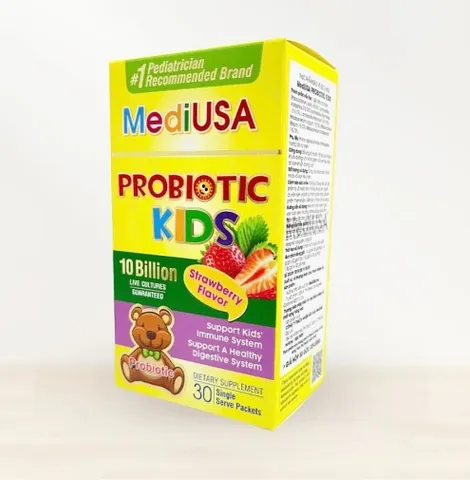 (Hàng nhập khẩu) Cốm bổ sung lợi khuẩn MediUSA probiotic kids hỗ trợ tiêu hóa hộp 30 gói