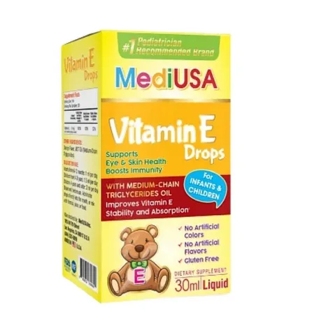 (Hàng nhập khẩu) Vitamin E Drops MediUSA hỗ trợ miễn dịch cho bé - Chai 30ml