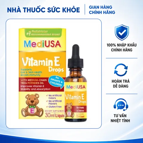 (Hàng nhập khẩu) Vitamin E Drops MediUSA hỗ trợ miễn dịch cho bé - Chai 30ml