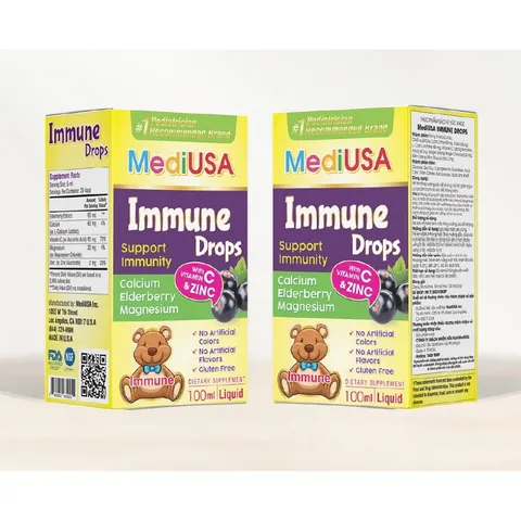 (Hàng nhập khẩu) Siro Immune Drops MediUSA hỗ trợ tăng đề kháng cho trẻ - Chai 100ml