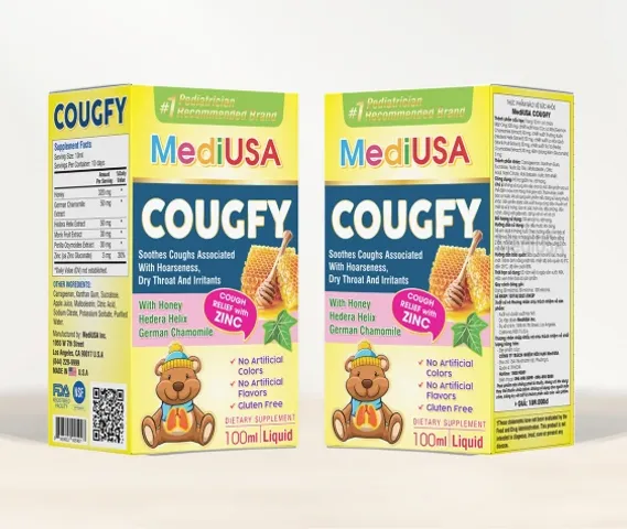 (Hàng nhập khẩu) Siro MediUSA Cougfy hỗ trợ hô hấp trên cho trẻ từ 6 tháng tuổi - Chai 100ml