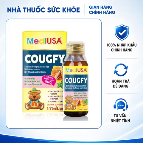 (Hàng nhập khẩu) Siro MediUSA Cougfy hỗ trợ hô hấp trên cho trẻ từ 6 tháng tuổi - Chai 100ml