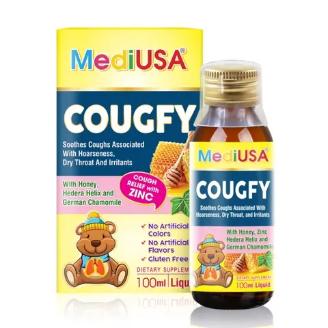 (Hàng nhập khẩu) Siro MediUSA Cougfy hỗ trợ hô hấp trên cho trẻ từ 6 tháng tuổi - Chai 100ml